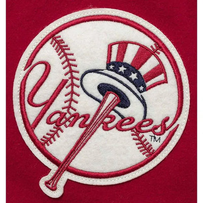 New York Yankees Varsity Dark Red Wool/Leather Full-Snap Men's Jacket