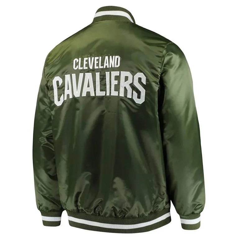 Cleveland Cavaliers Full-Snap Varsity Green Satin Men's Bomber Jacket