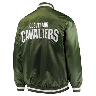 Cleveland Cavaliers Full-Snap Varsity Green Satin Men's Bomber Jacket