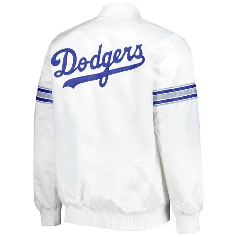 Los Angeles Dodgers Power Forward Full-Snap White Satin Men's Jacket