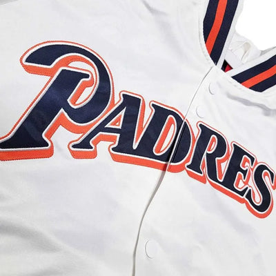San Diego Padres Lightweight Full-Snap White Satin Men's Jacket