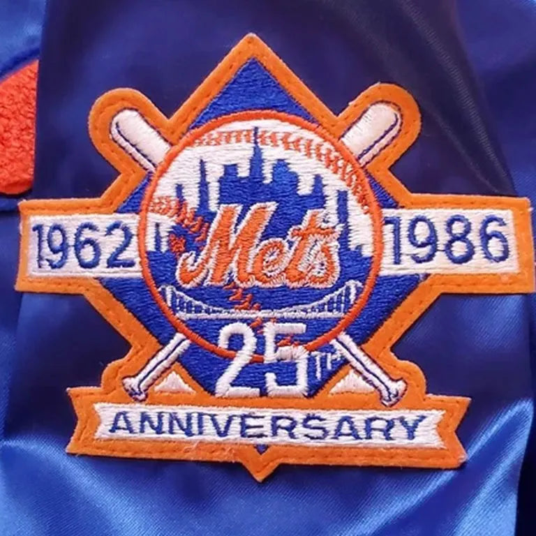 80’s New York Mets 25th Anniversary Royal Blue Satin Full-Snap Men's Jacket
