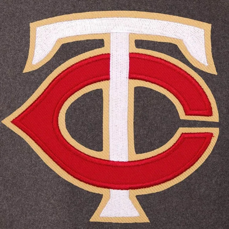 Minnesota Twins Charcoal Wool &  Navy Blue Leather Sleeves Varsity Men's Jacket
