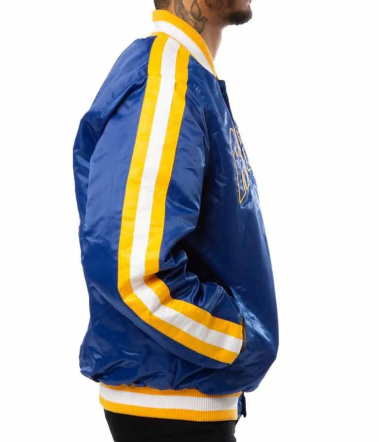 Los Angeles Chargers Full-Snap Varsity Blue Satin Men's Bomber Jacket