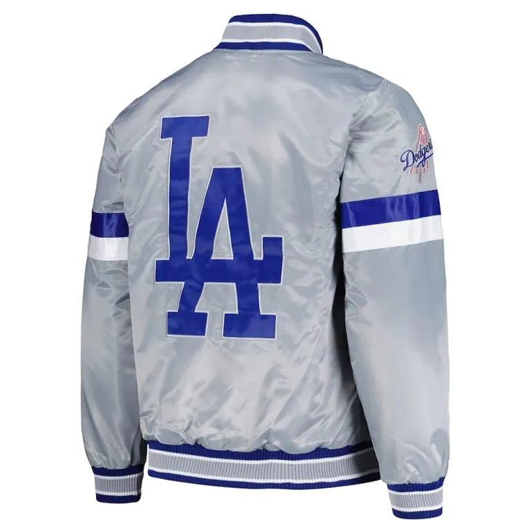LA Dodgers Home Game Gray Satin Full Snap Men's Jacket