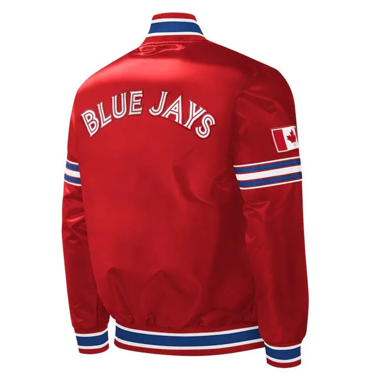 2023 Canada Day Toronto Blue Jays Varsity Full-Snap Red Satin Men's Jacket