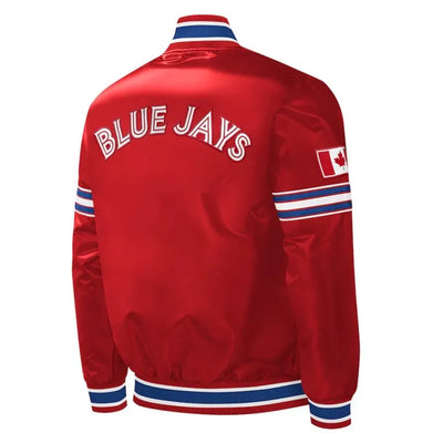 2023 Canada Day Toronto Blue Jays Varsity Full-Snap Red Satin Men's Jacket