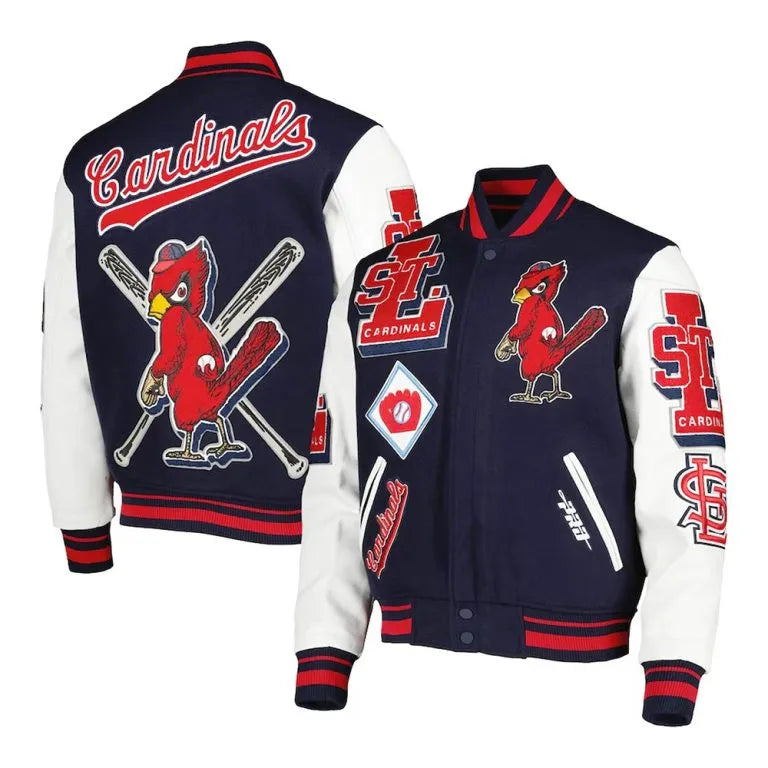 St. Louis Cardinals Mash Up Navy Blue Wool & White Leather Sleeves Varsity Men's Jacket