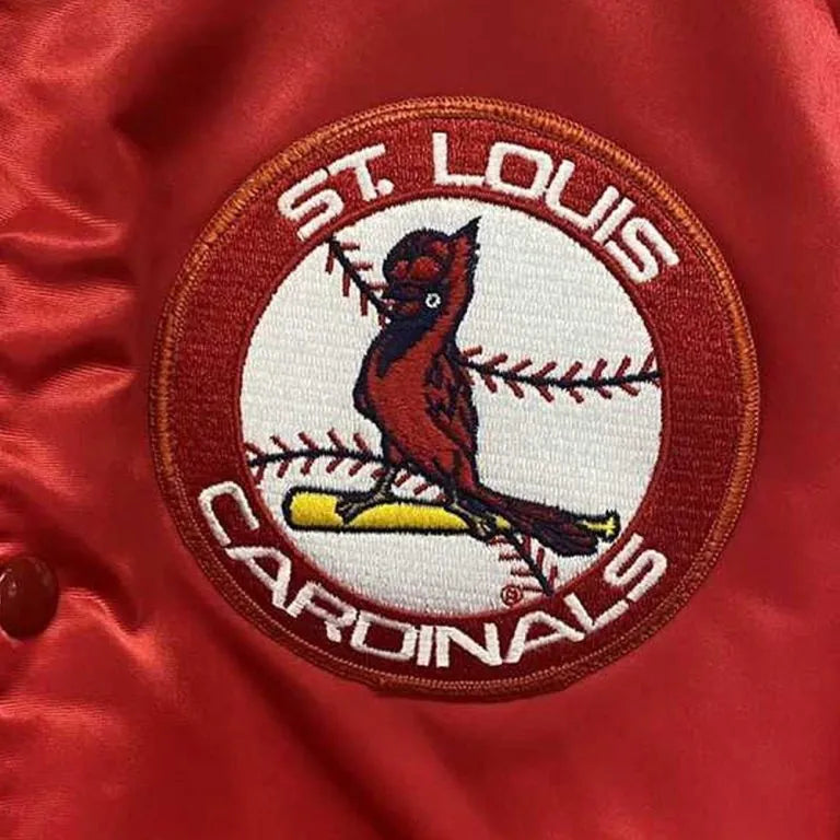 1990’s St. Louis Cardinals Full-Snap Vintage Red Satin Bomber Men's Jacket
