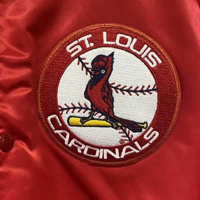 1990’s St. Louis Cardinals Full-Snap Vintage Red Satin Bomber Men's Jacket