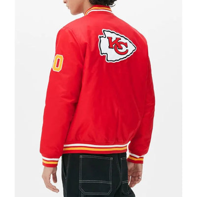 Kansas City Chiefs 60 Full-Snap Varsity Red Satin Men's Bomber Jacket