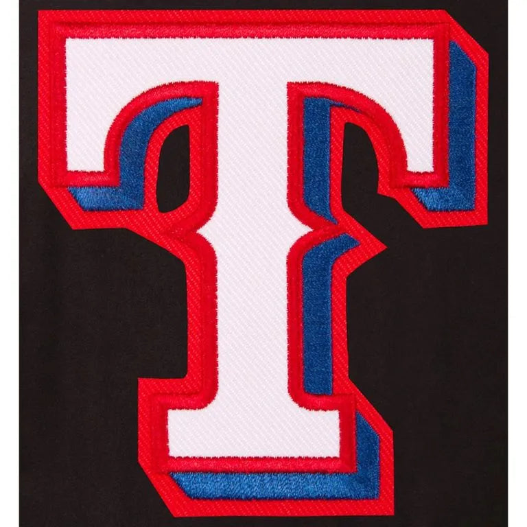 Texas Rangers Black Wool & Leather Sleeves Varsity Men's Jacket