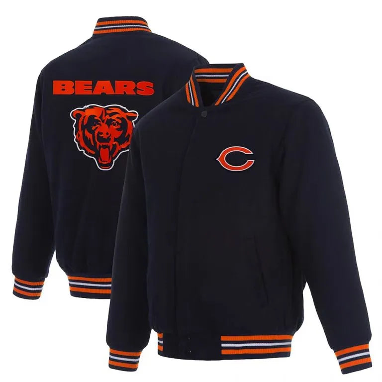 Chicago Bears Navy Blue All Wool Men's Varsity Jacket