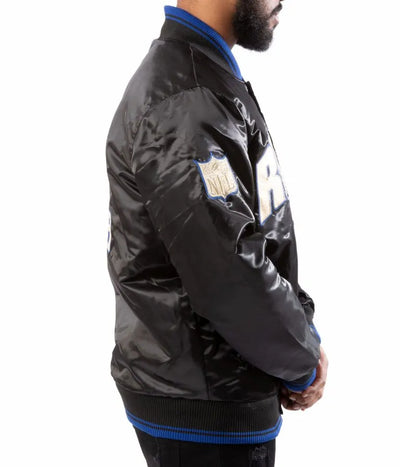 Los Angeles Rams Full-Snap Varsity Black Satin Men's Bomber Jacket