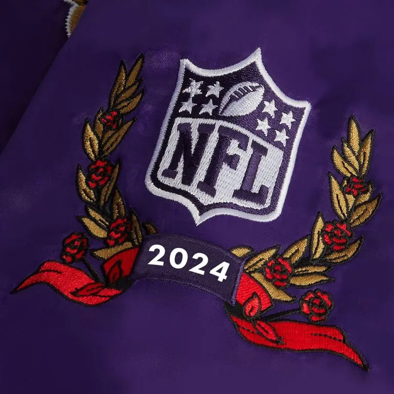 Baltimore Ravens Full-Snap Varsity Purple Satin Heavyweight Men's Bomber Jacket