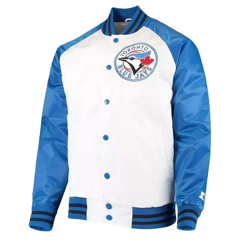 Toronto Blue Jays Clean Up Hitter Full-Snap White/Royal Satin Men's Jacket