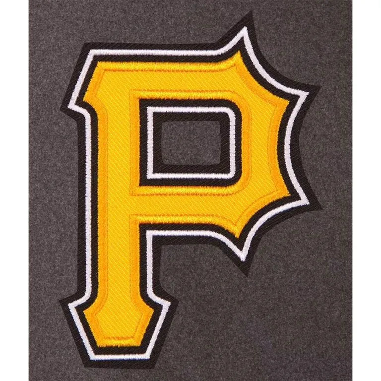 Pittsburgh Pirates Full-Snap Varsity Charcoal Wool & Black Leather Men's Jacket