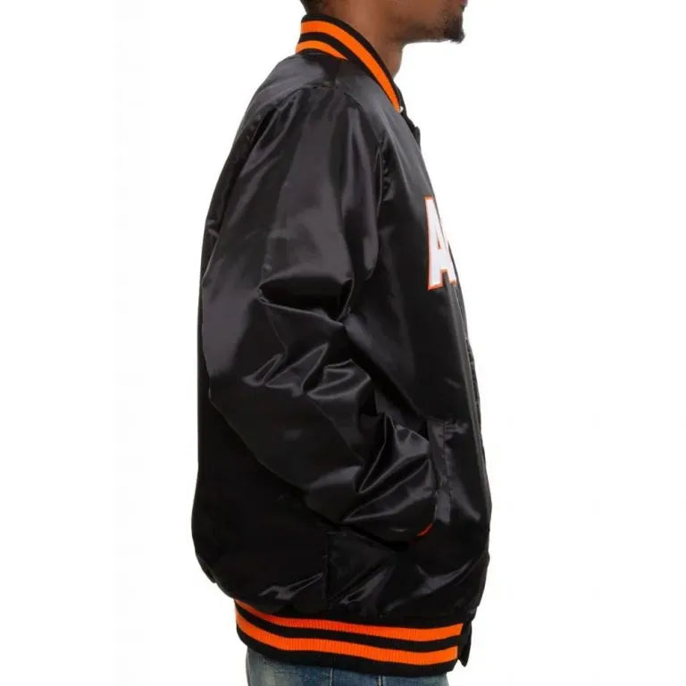Houston Astros Black Label Full-Snap Varsity Black Satin Men's Jacket