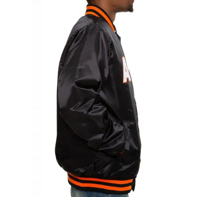 Houston Astros Black Label Full-Snap Varsity Black Satin Men's Jacket