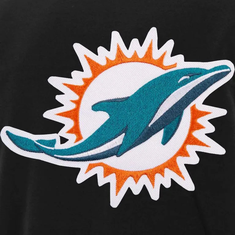 Miami Dolphins Black Wool and White Genuine Leather Sleeves Men's Varsity Letterman Jacket