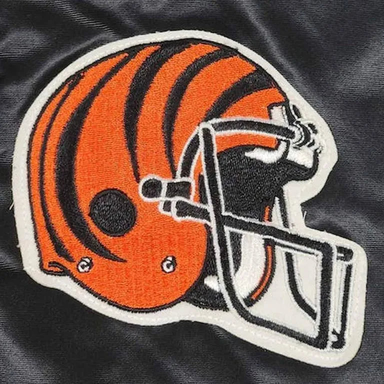 80s Cincinnati Bengals Full-Snap Varsity Black Satin Men's Bomber Jacket
