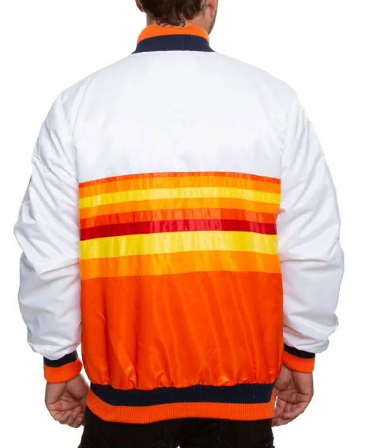 Houston Astros Tri Color Satin Bomber Men's Jacket