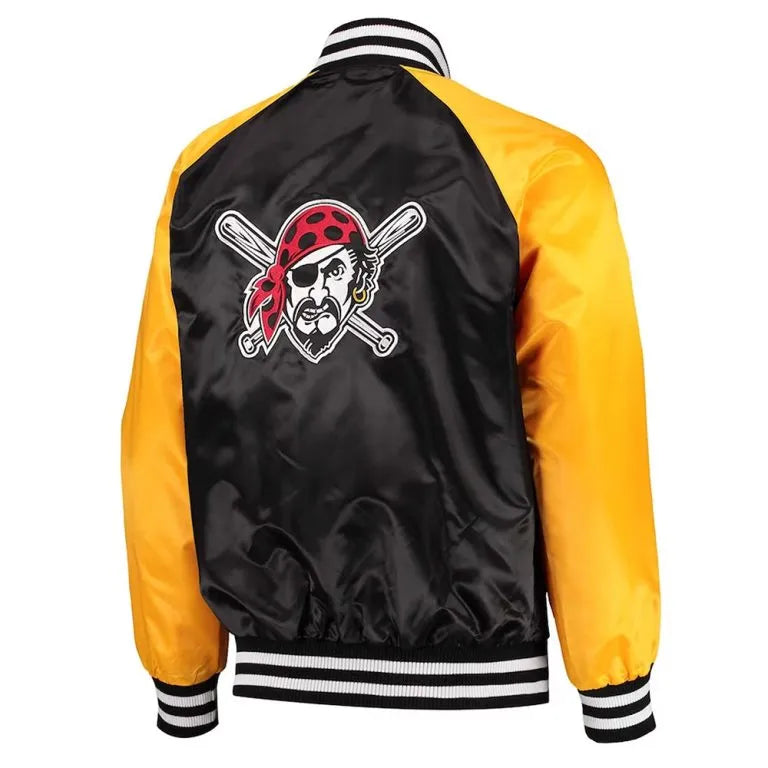 Pittsburgh Pirates Full-Snap Varsity Black/Yellow Satin Men's Jacket