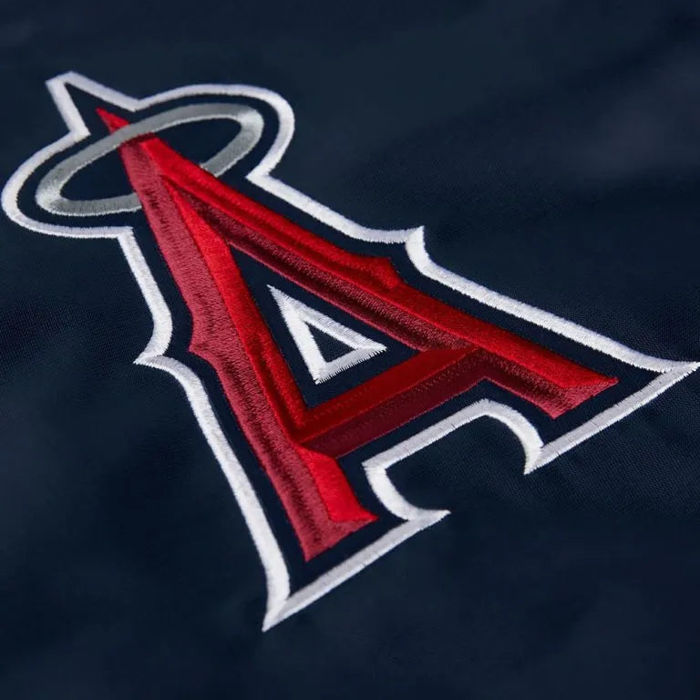 Los Angeles Angels Full-Snap Bomber Navy Blue Satin Men's Jacket