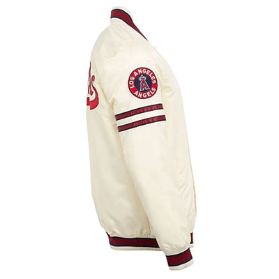 Angeles Angels City Connect Varsity Full-Snap Off White Satin Men's Jacket