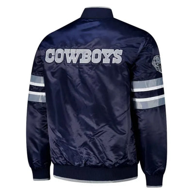 Dallas Cowboys Scout I Full-Snap Varsity Navy Blue Satin Men's Bomber Jacket