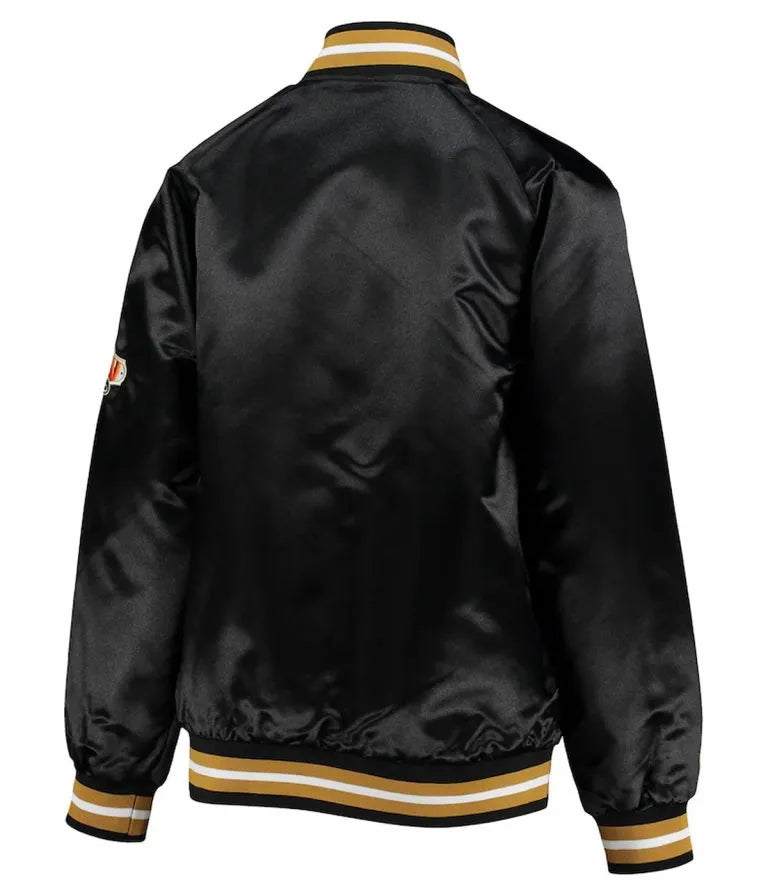 Baltimore Ravens Full-Snap Varsity Black Satin Men's Bomber Jacket