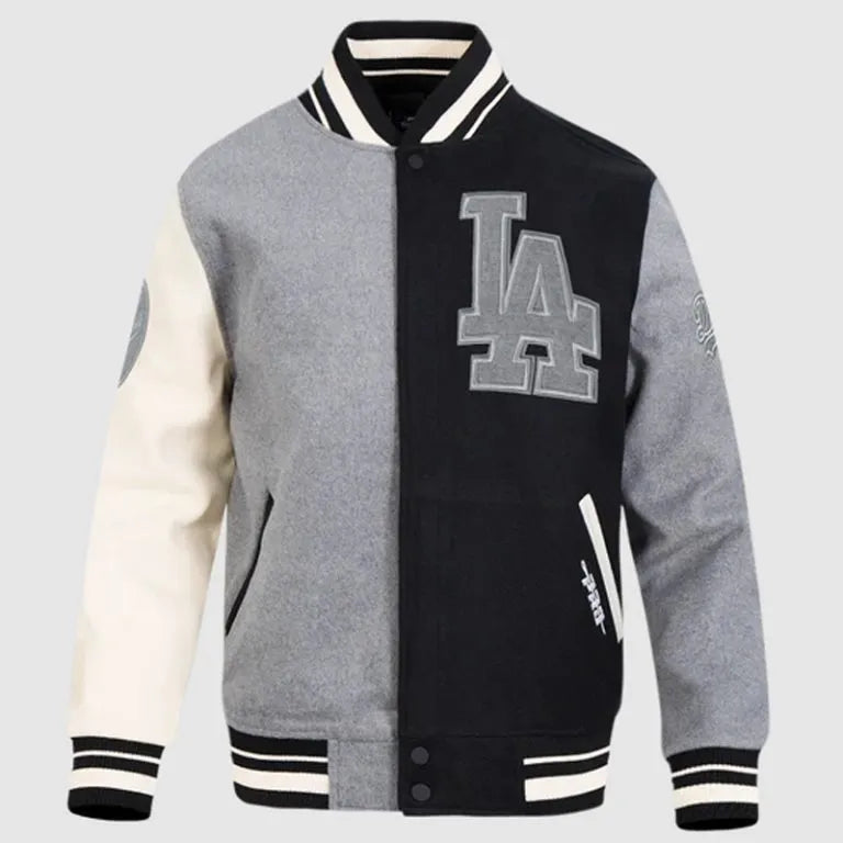 Los Angeles Dodgers Reverse French Terry Full-Zip Multi Wool Varsity Men's Jacket