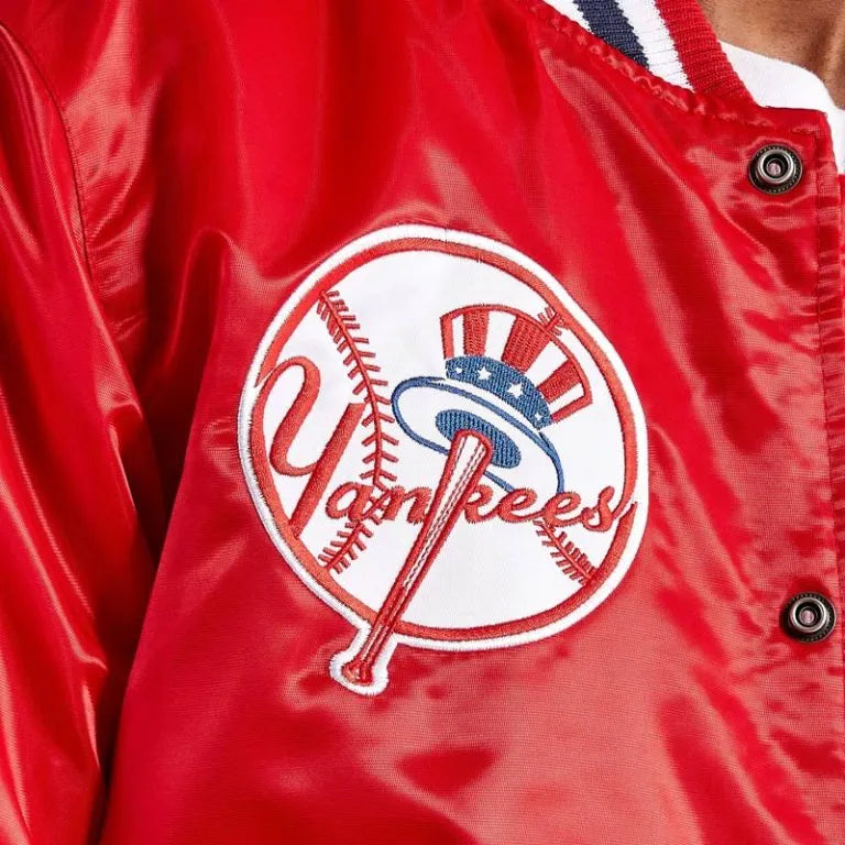 New York Yankees Varsity Full-Snap Red Satin Men's Jacket