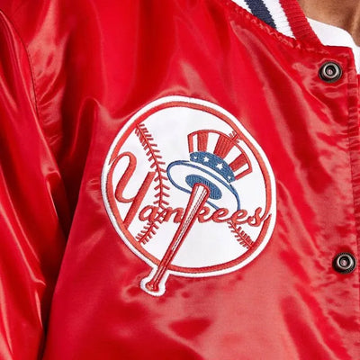 New York Yankees Varsity Full-Snap Red Satin Men's Jacket