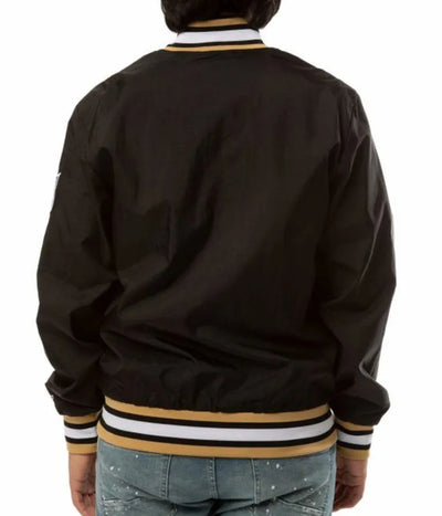 New Orleans Saints Full-Snap Varsity Black Satin Men's Bomber Jacket