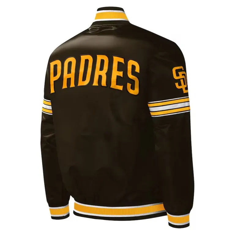 San Diego Padres Midfield Full-Snap Varsity Brown Satin Men's Jacket
