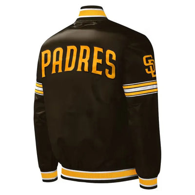 San Diego Padres Midfield Full-Snap Varsity Brown Satin Men's Jacket