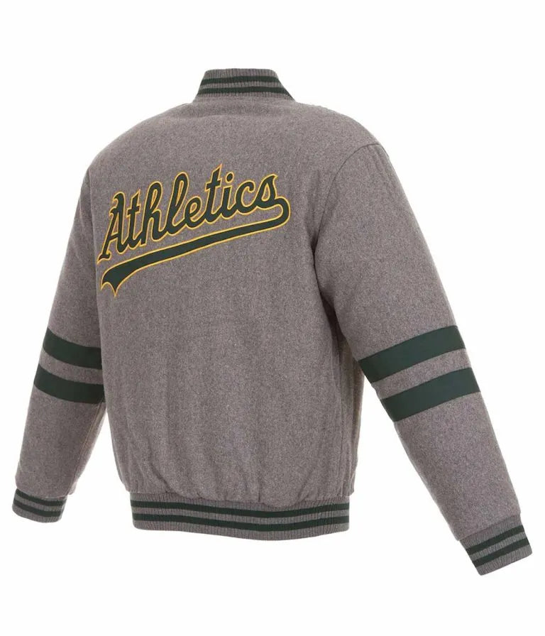 Oakland Athletics Letterman Varsity Gray Wool Men's Jacket