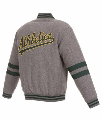 Oakland Athletics Letterman Varsity Gray Wool Men's Jacket