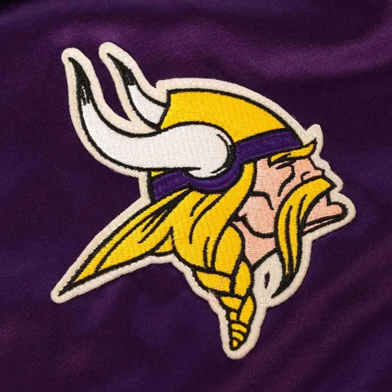 Minnesota Vikings Full-Snap Varsity Purple Satin Men's Bomber Windbreaker Jacket