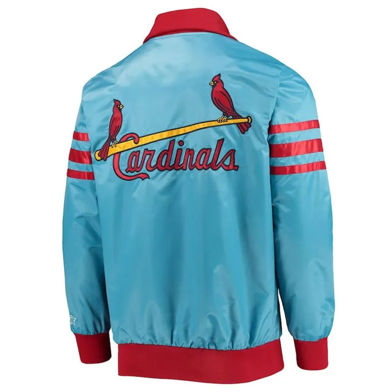 St. Louis Cardinals The Captain III Light Blue Satin Full-Zip Varsity Men's Jacket
