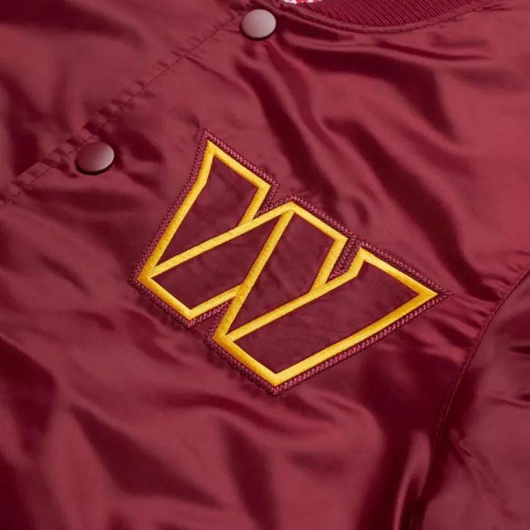 Washington Commanders Full-Snap Varsity Maroon Satin Men's Bomber Jacket
