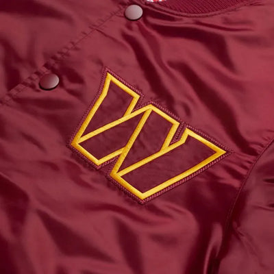 Washington Commanders Full-Snap Varsity Maroon Satin Men's Bomber Jacket