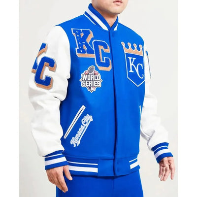 Kansas City Royals Mashup Royal Blue Wool & White Leather Sleeves Varsity Men's Jacket