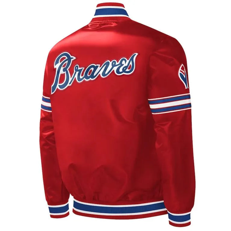 Atlanta Braves Slider Red Varsity Satin Men's Bomber Jacket