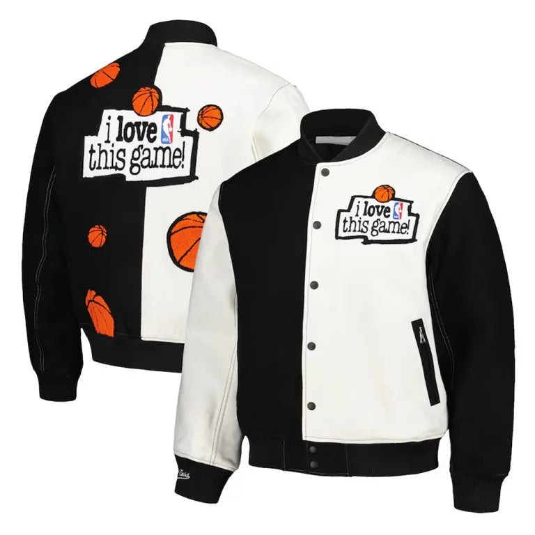 I Love This Game! Black and White Wool Men's Letterman Varsity Jacket