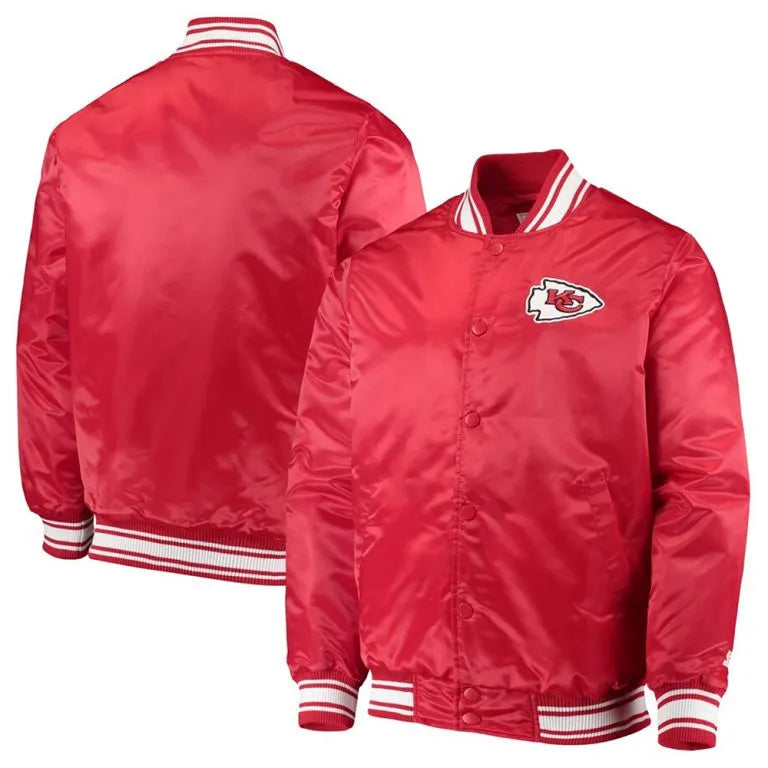 Kansas City Chiefs Locker Room Full-Snap Varsity Red Satin Men's Bomber Jacket