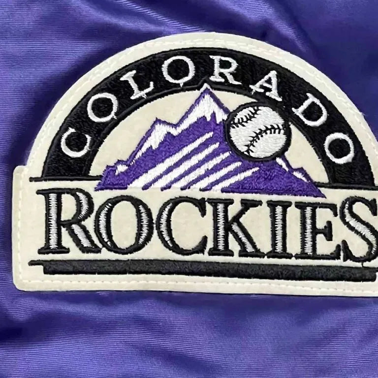 90’s Colorado Rockies Purple Satin Full-Snap Varsity Men's Jacket