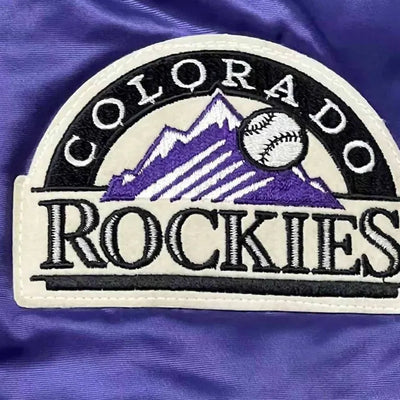 90’s Colorado Rockies Purple Satin Full-Snap Varsity Men's Jacket