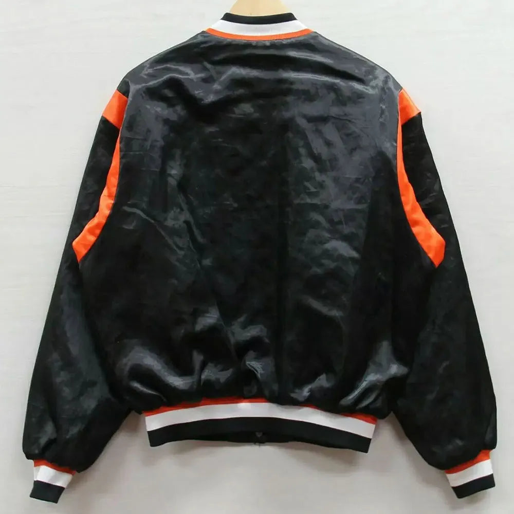 1980s Cincinnati Bengals Full-Snap Varsity Black Satin Men's Bomber Jacket